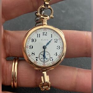 Solid 14k Gold Case Elgin 1916, 110yrOld Elgin Pendant/Pocket/Wristwatch. Runs!!